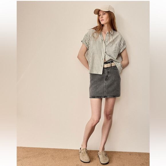 MADEWELL 🆕 NWT Rigid Denim High-Waist Gray Straight Mini Skirt Size 25 - Picture 3 of 8